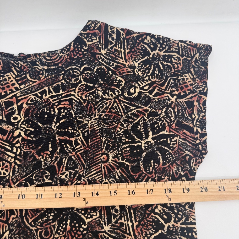 Hilo Hattie Dress Women Medium Brown Hawaiian Drop Waist 80s Cap Sleeve Vintage - Picture 9 of 11